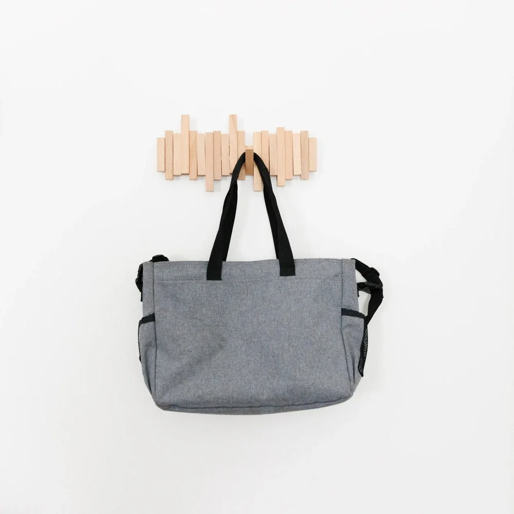 Skip Hop Duo Signature Diaper Bag Heather Grey Messenger Tote Travel Bag